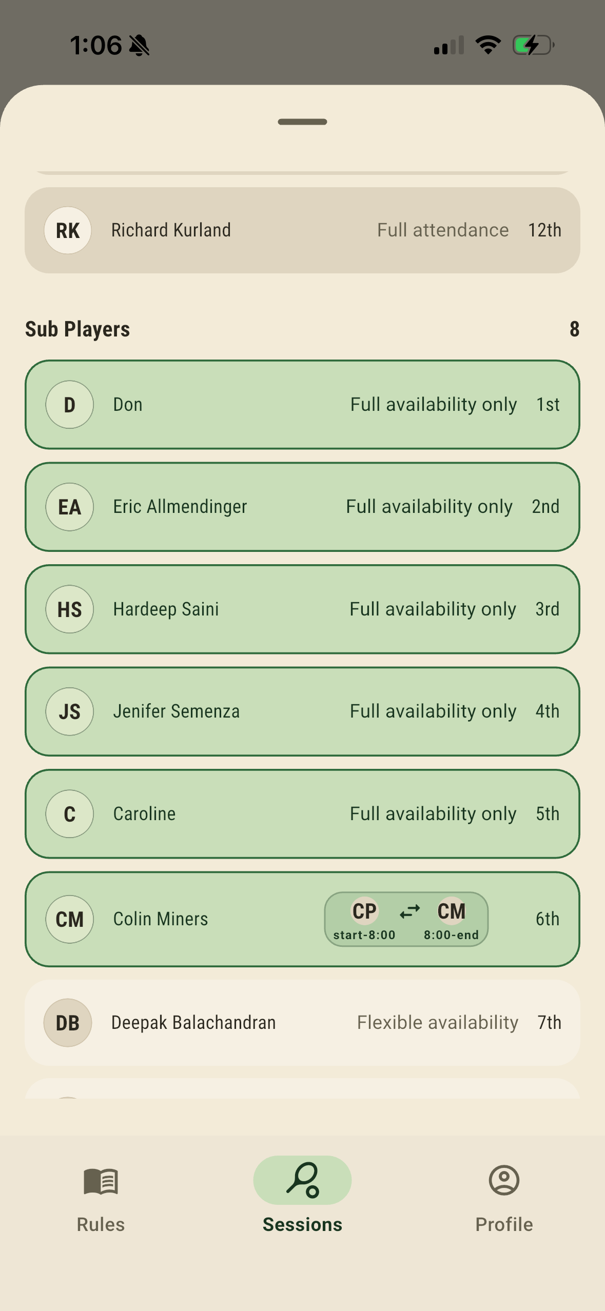 Live automatic sub selection with selected subs highlighted